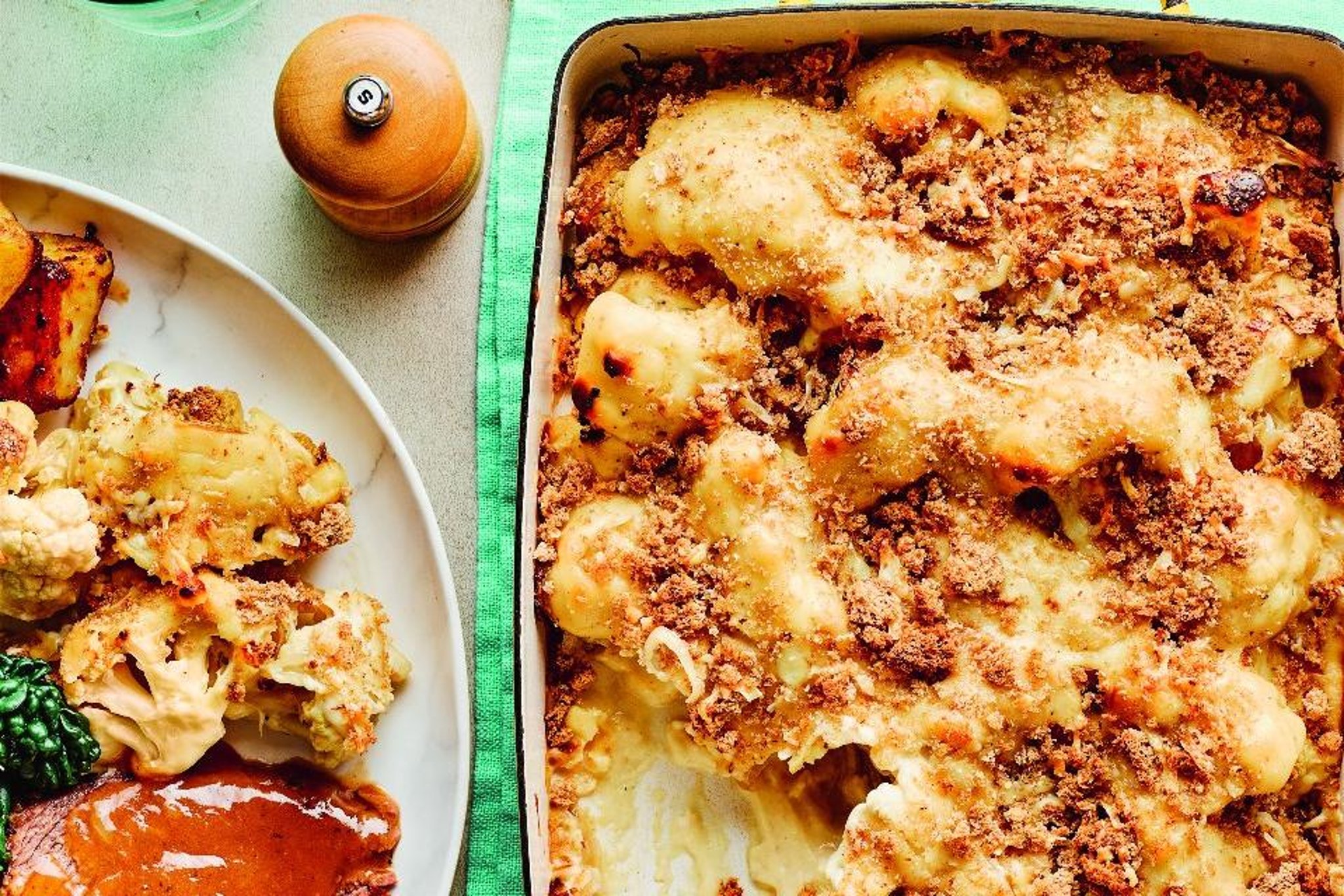 Loaded cauliflower cheese recipe from the new Pinch of Nom book